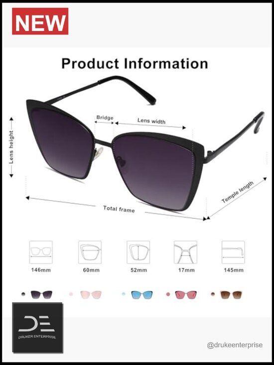 Cateye Sunglasses with Mirrored Lens Metal Frame UV400 Protection